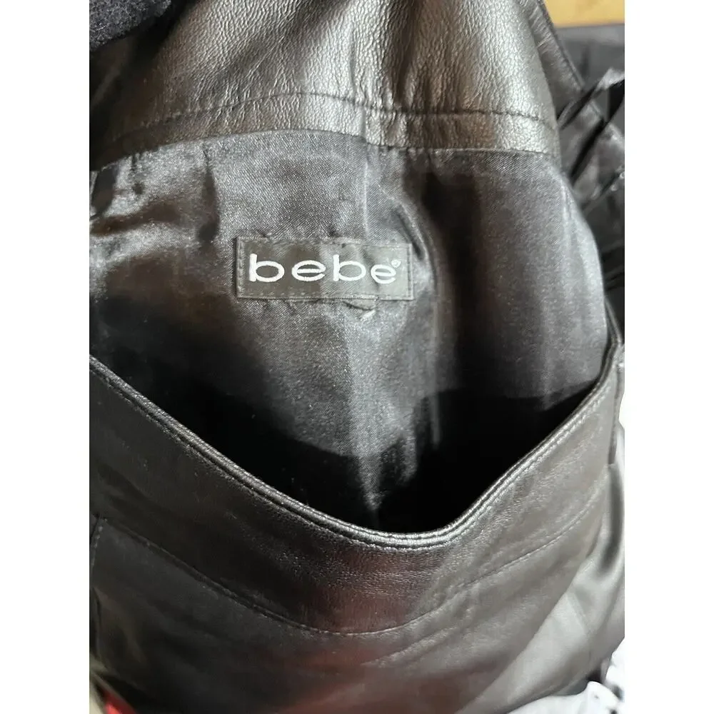 Bebe Butter Soft Black Genuine Leather Straight Skirt‎ size 8-10, 30” waist Y2K